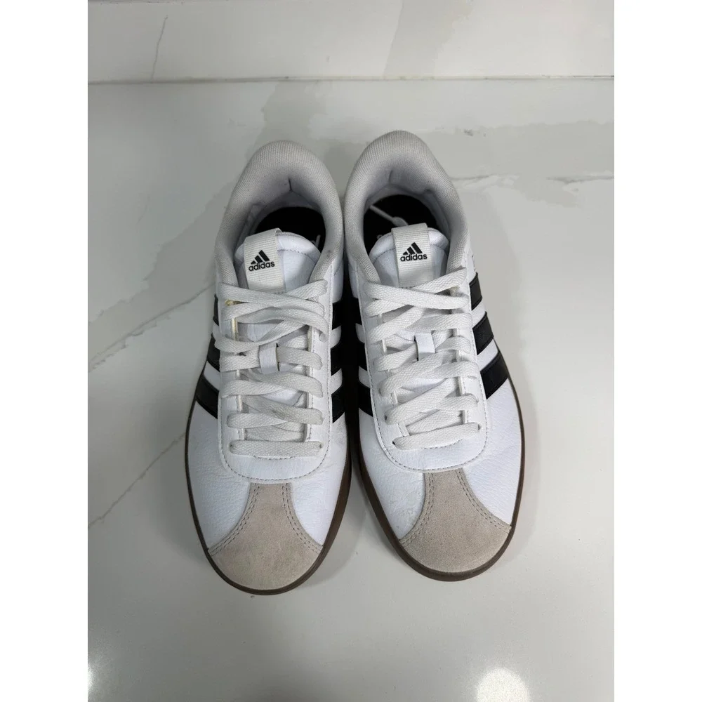 Adidas VL Court 3.0 Womens 8 White Black Gum Leather Sneakers ID8797 Casual